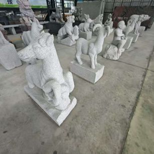 绵阳芝麻白雕刻 十二生肖 异形雕刻