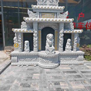 绵阳芝麻白中国黑石材套墓 花岗岩墓碑